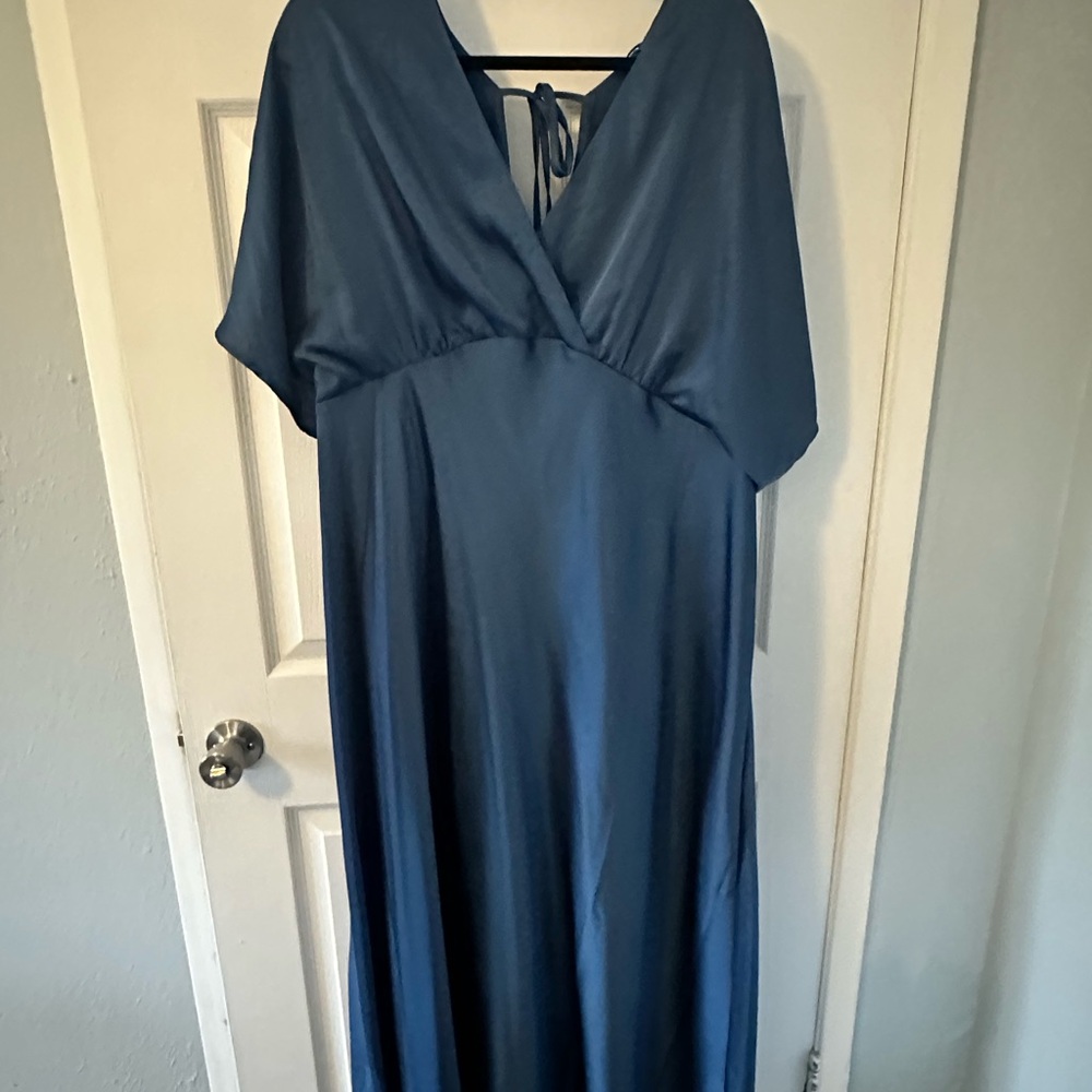 A New Day - Women's Satin Flutter Short Sleeve Maxi A-Line Dress - 2x